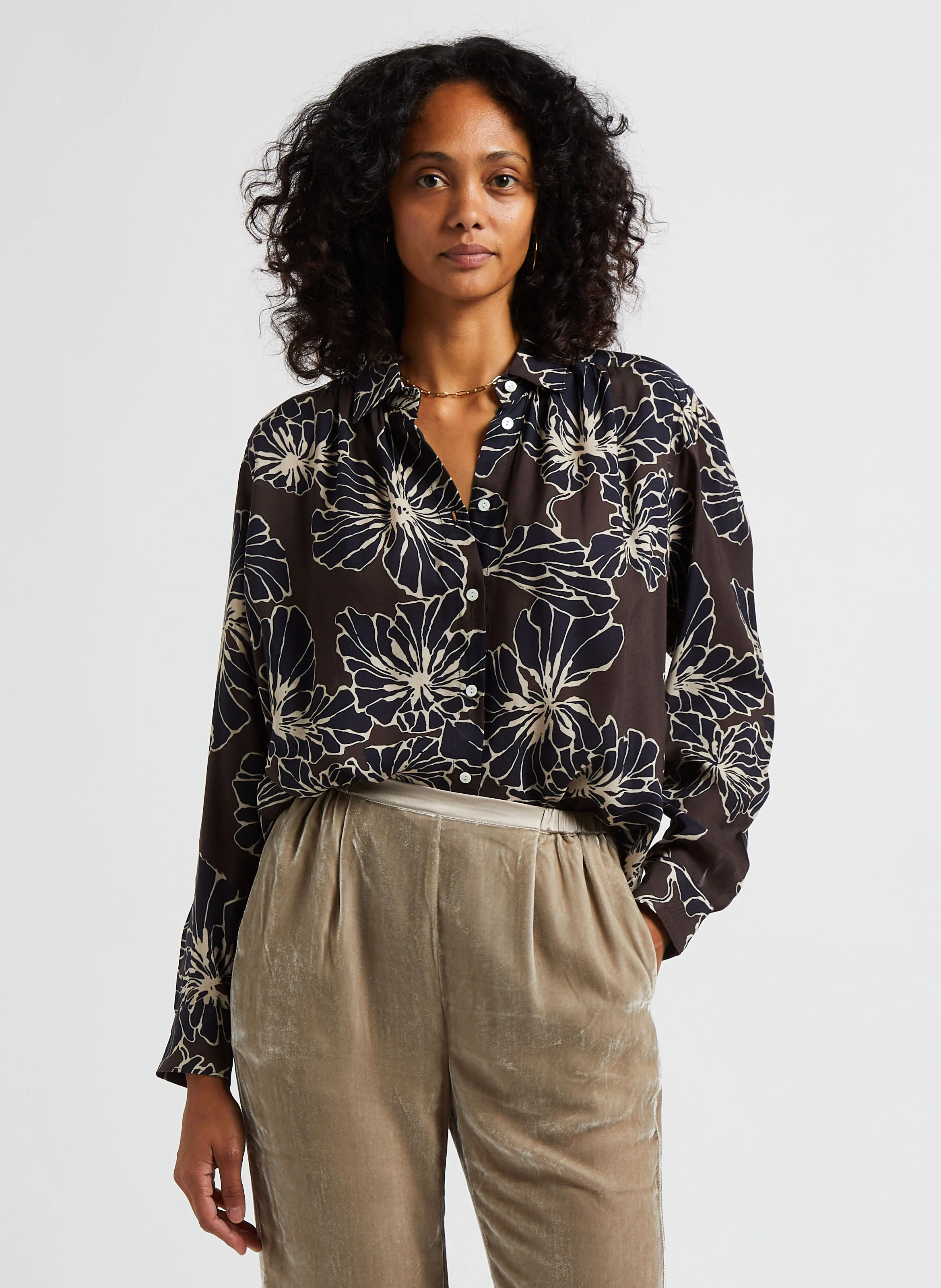 COLIA - Chemise col classique imprimé floral| Marron
