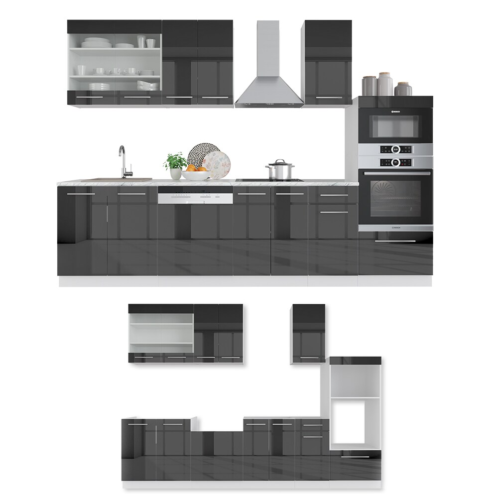 Vicco Küche Fame-Line 240 cm Küchenzeile Küchenblock Einbau Hochglanz