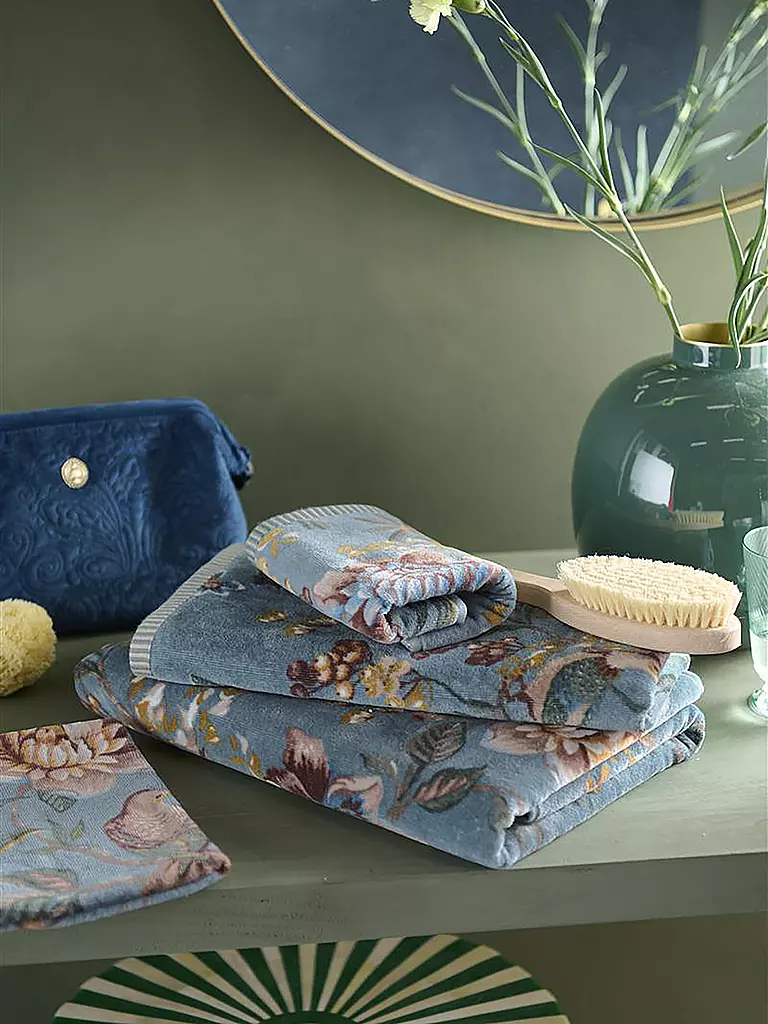 PIP STUDIO Handtuch 55x100cm SECRET GARDEN Blue hellblau