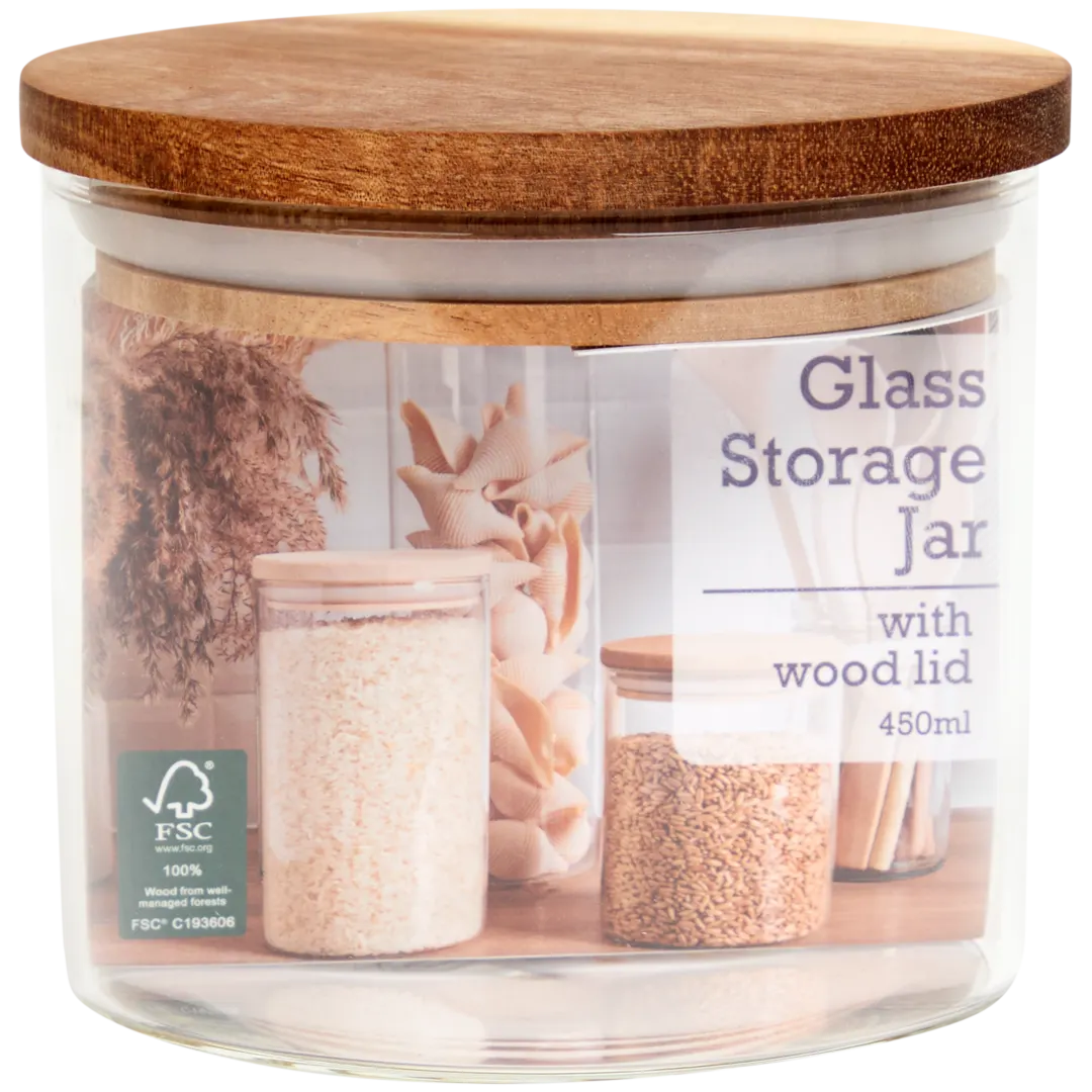 Voorraadpot met houten deksel 450 ml