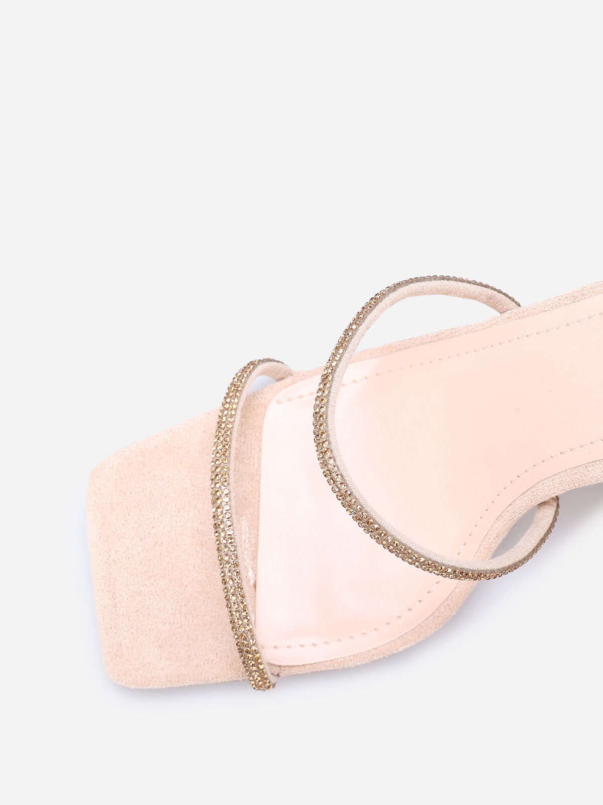 Sandales en suédine à strass- Beige