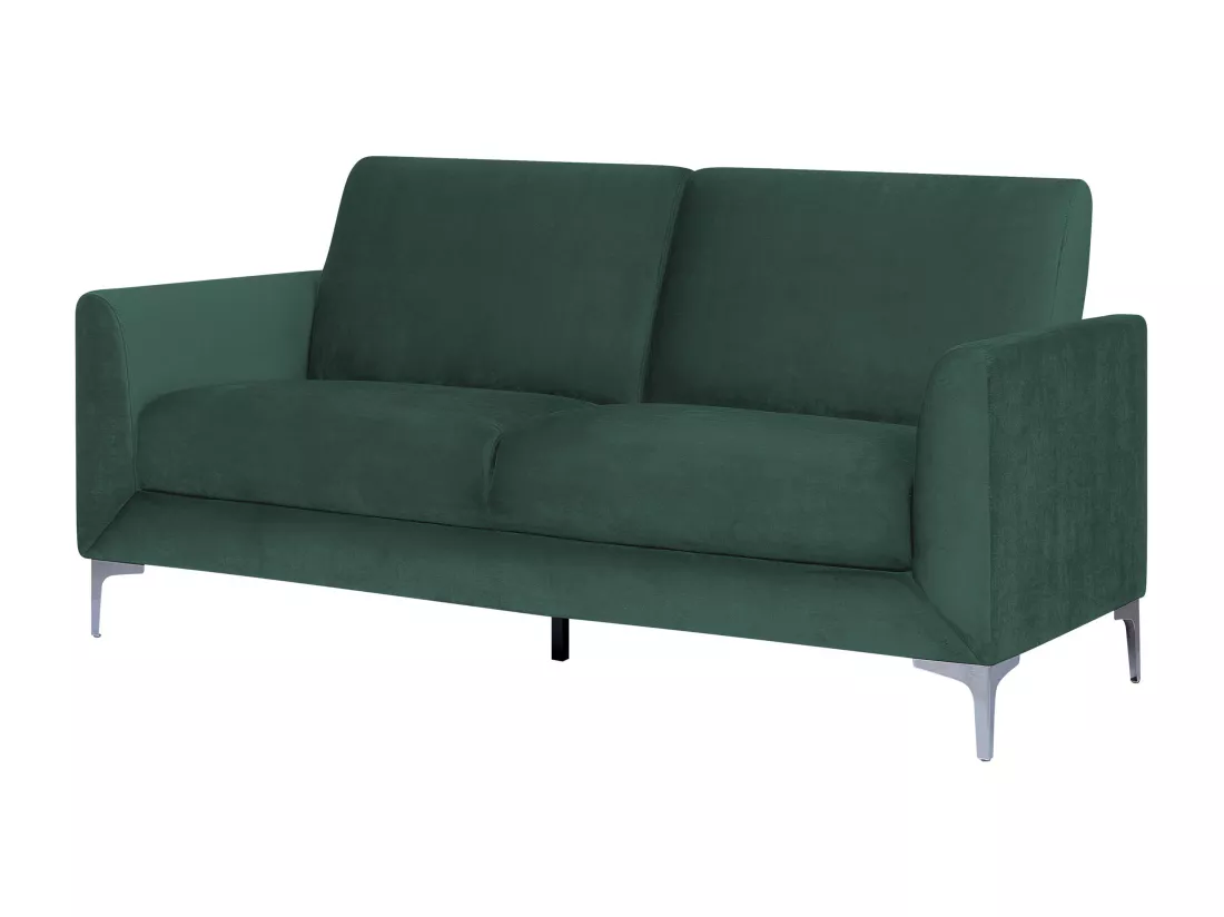 Ensemble canapés et fauteuil en velours vert 6 places FENES