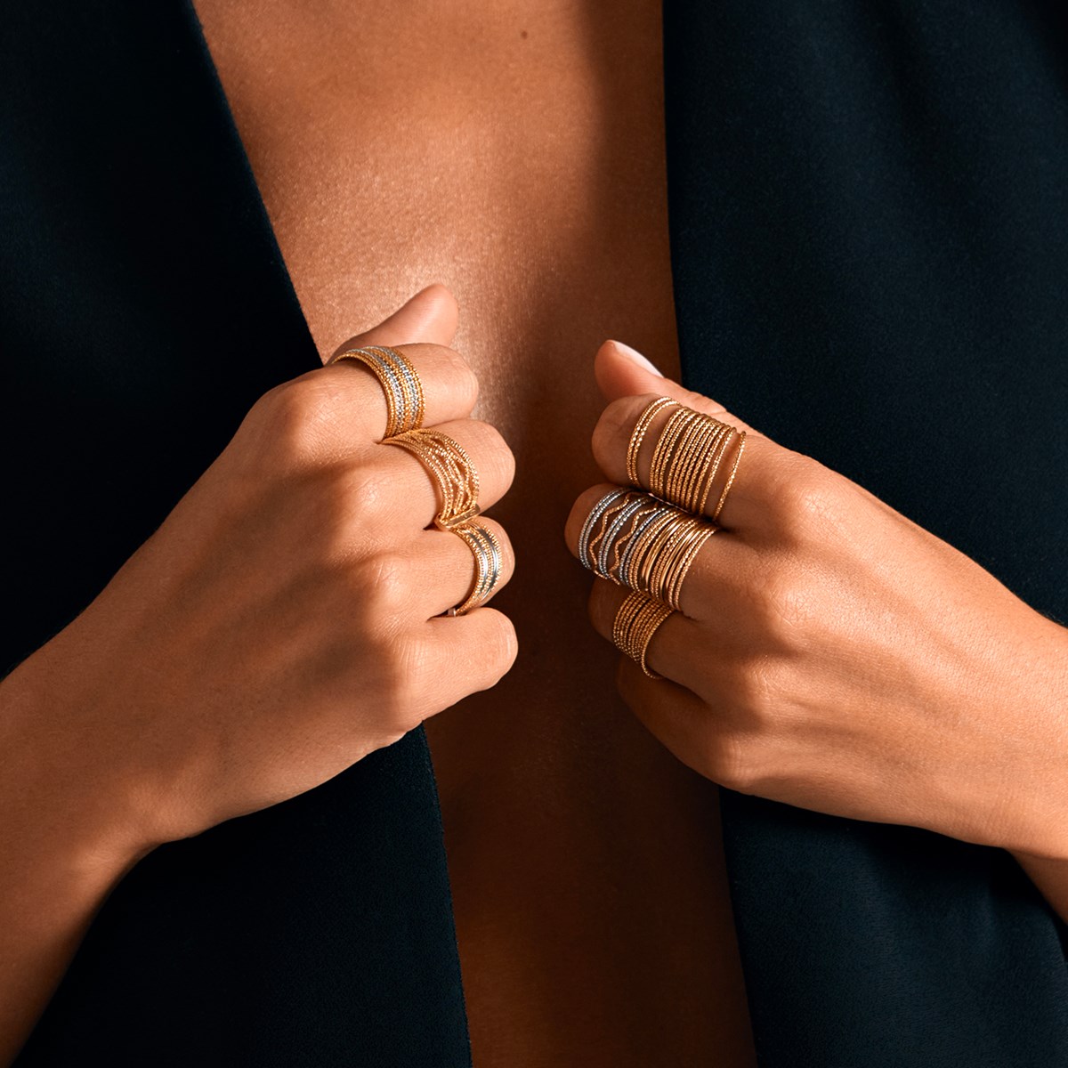 Bague Argent Multi-anneaux Semainier Rhodié