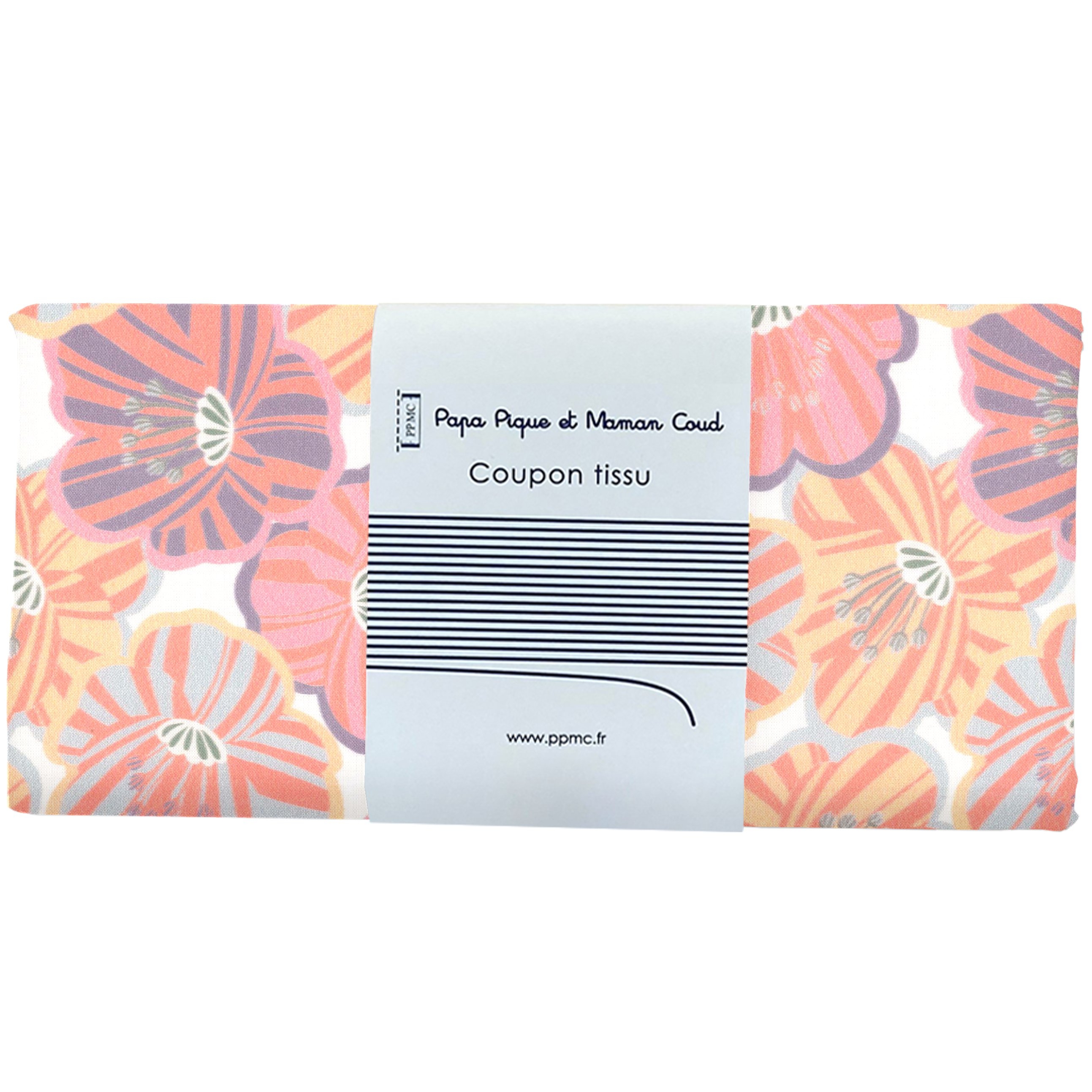Coupon Tissu 50 Cm Ex2540 Anemones Rayées Pastel
