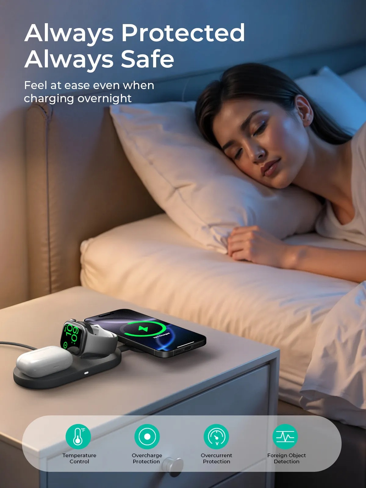 (15W) MagFusion C 3in1 MagSafe Qi2 Wireless Charger Faltbare Ladestation für iPhone / Apple Watch / Airpods (LC-MC313) - Grau / Schwarz