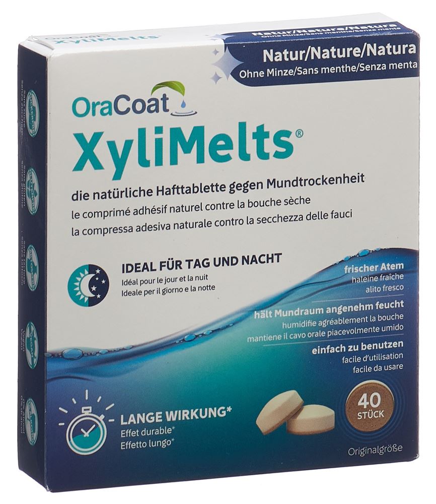 XYLIMELTS Hafttabletten gegen Mundtrockenheit Nature ohne Minze 40 Stk