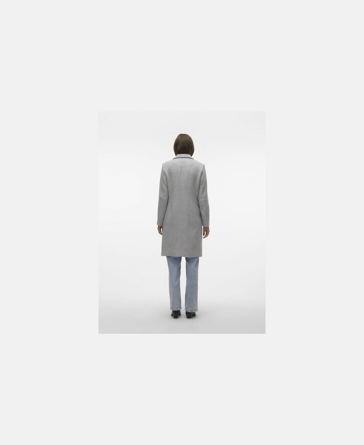 Vero Moda VMBLAZA HERRINGBONE LONG COAT GA BO Light grey melange/herringbone