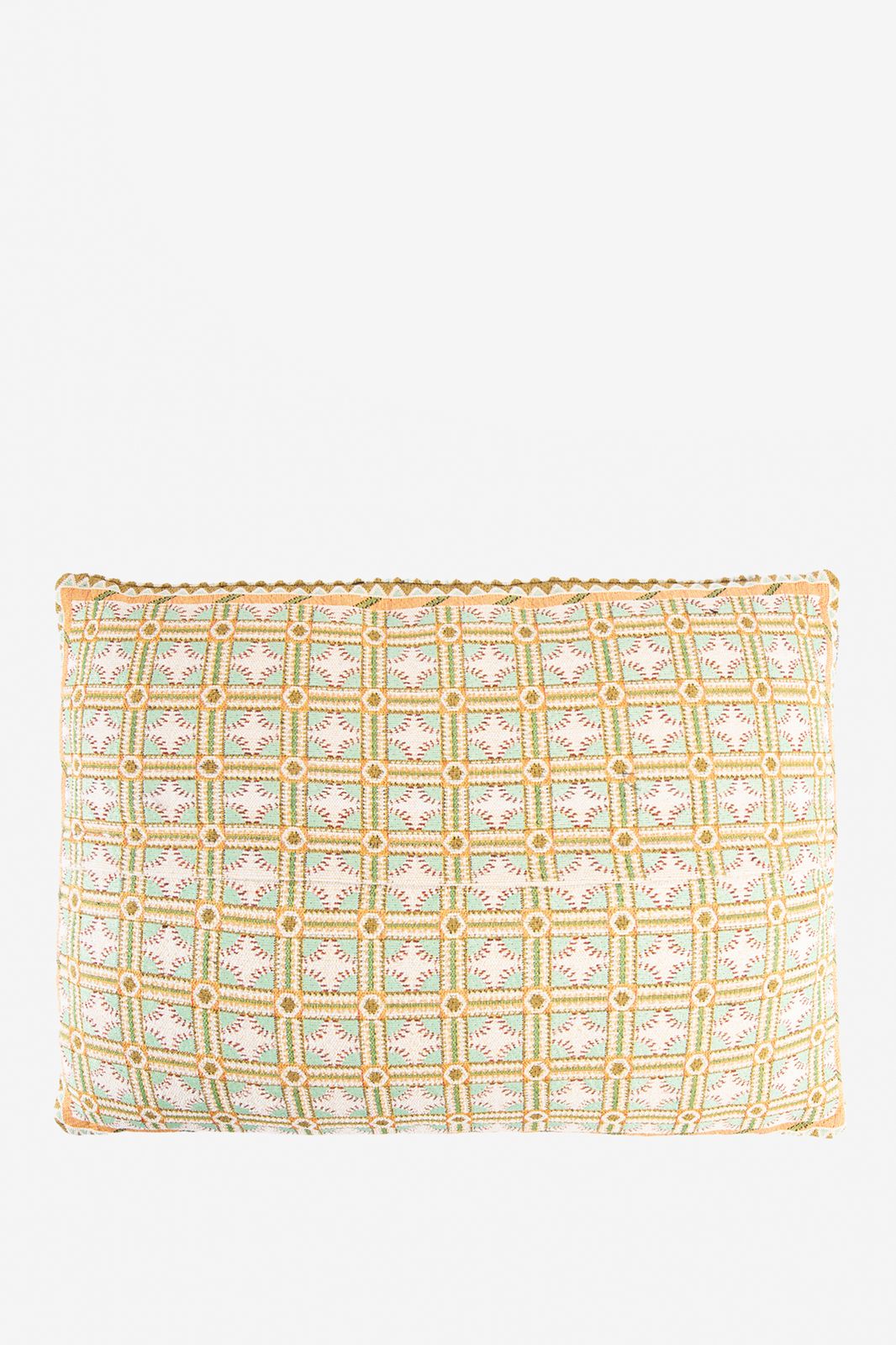 Lichtblauw geruit jacquard kussen
