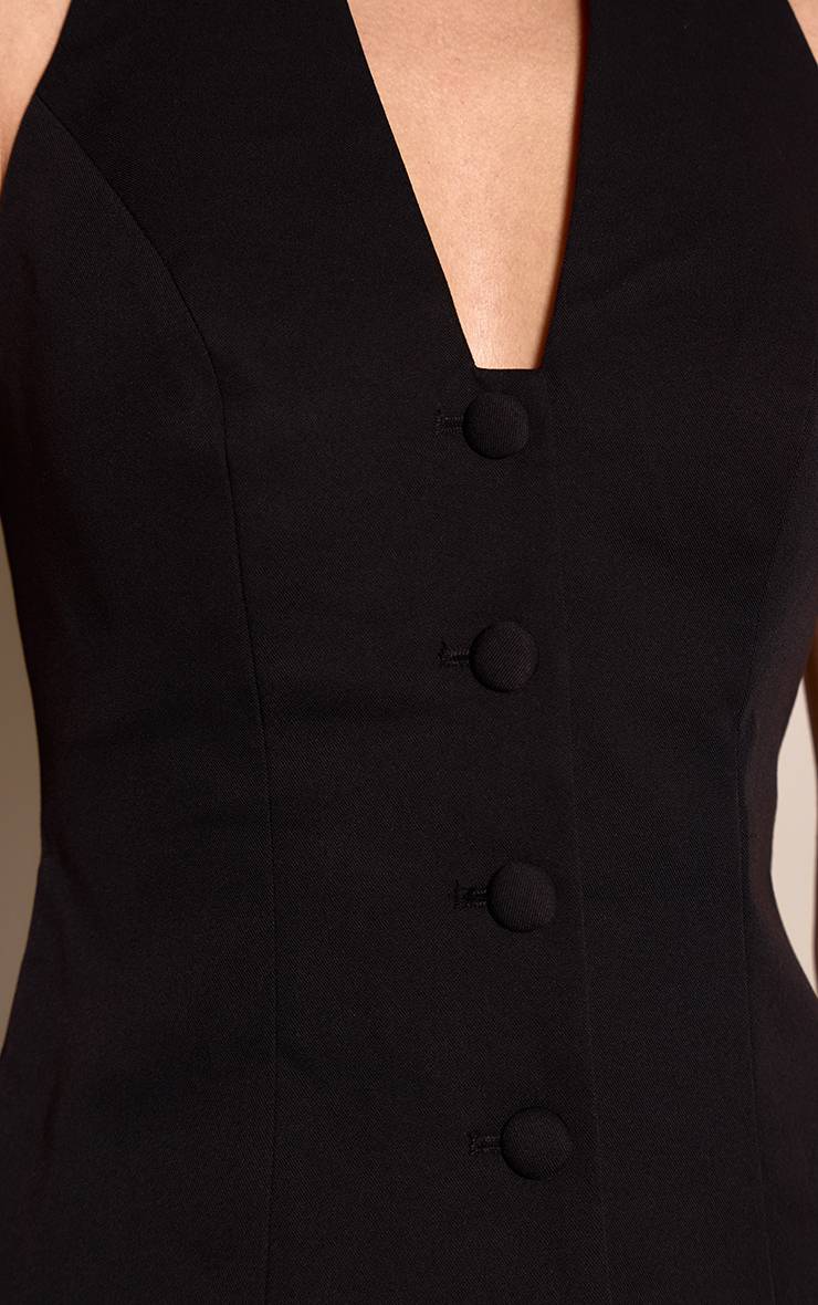 Gilet Sans Manches Col Licou À Boutonnage