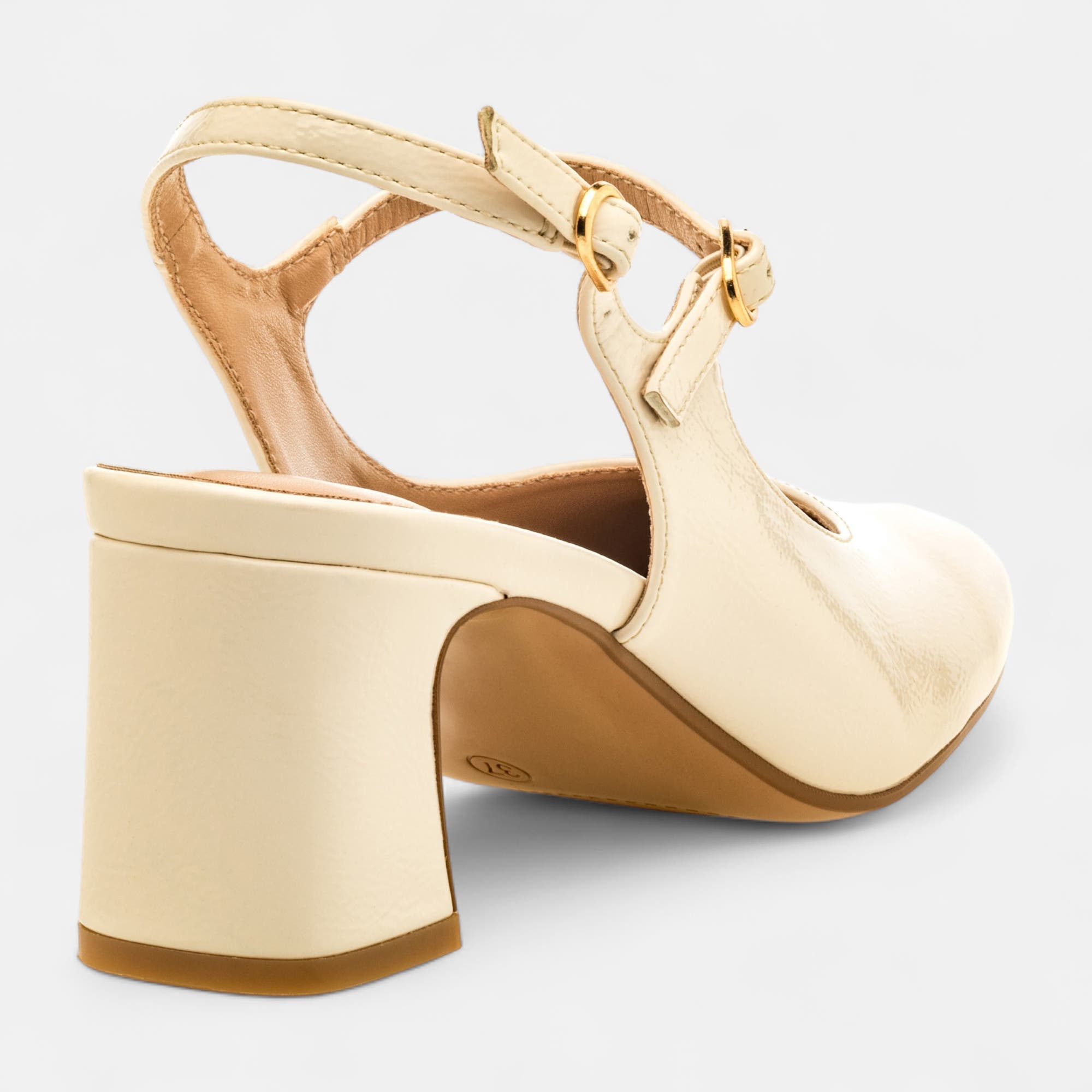Escarpins avec bride arrière à talon Femme beige
