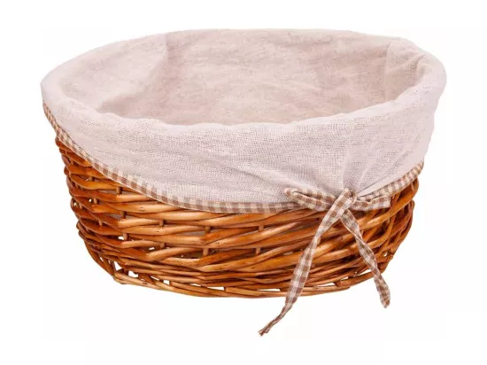 Set de corbeille à linge et deux paniers en osier doublés marrons