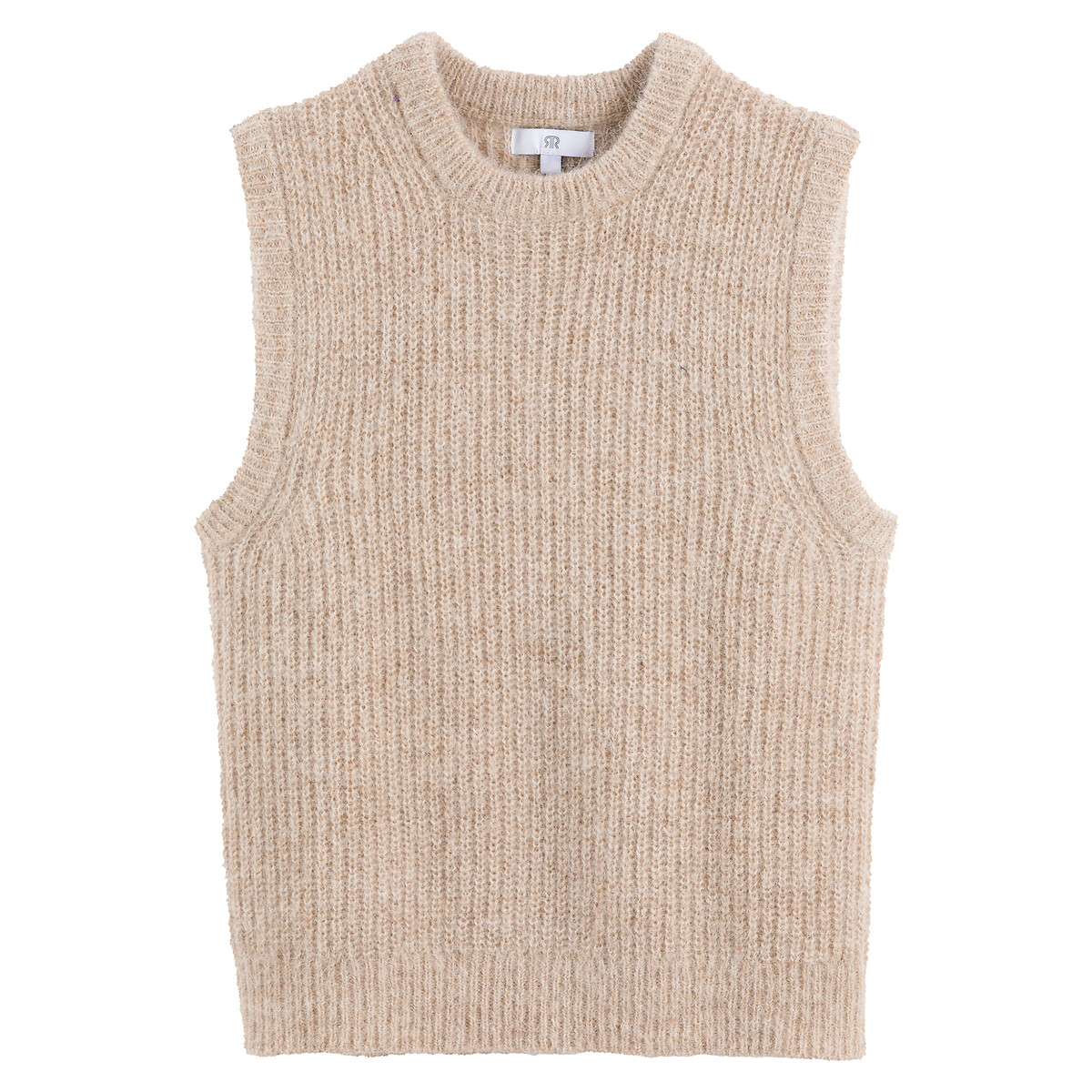 COLEÇÕES LA REDOUTE<br>Suéter sem mangas com gola redonda, em mistura de alpaca