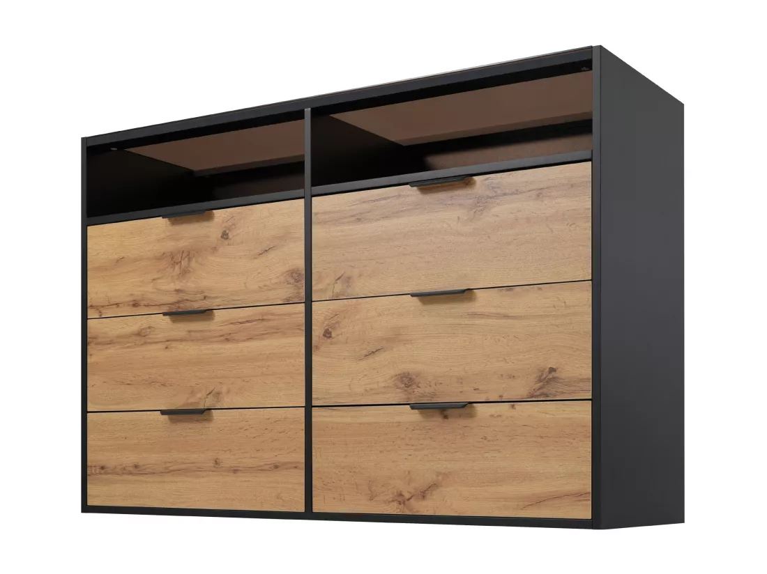 Buffet en verre avec poignées en métal - 6 tiroirs,d120cm×h80cm