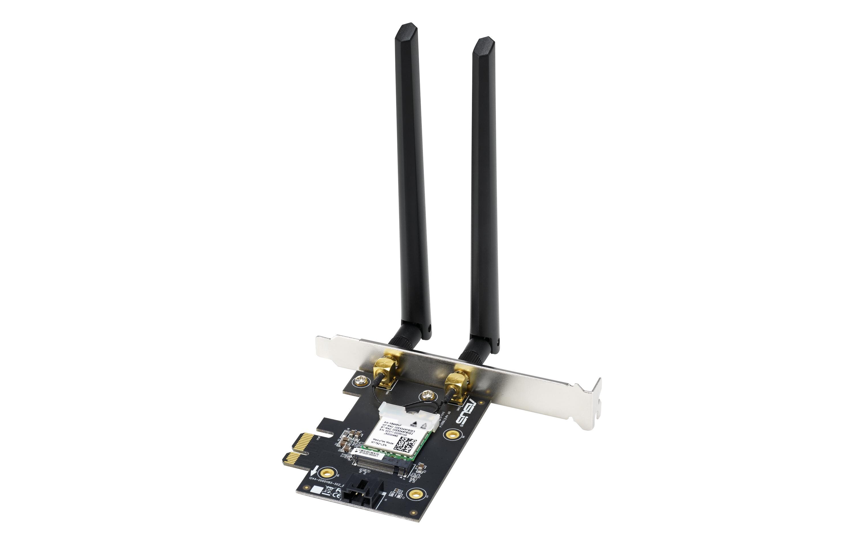 WLAN-AX PCIe Adapter PCE-AX1800 BT5.2AX1800 Dual Band PCI-E WiFi 6 (802.11ax). Bluetooth 5.2, WPA3-Netzwerksicherheit, OFDMA und MU-MIMO