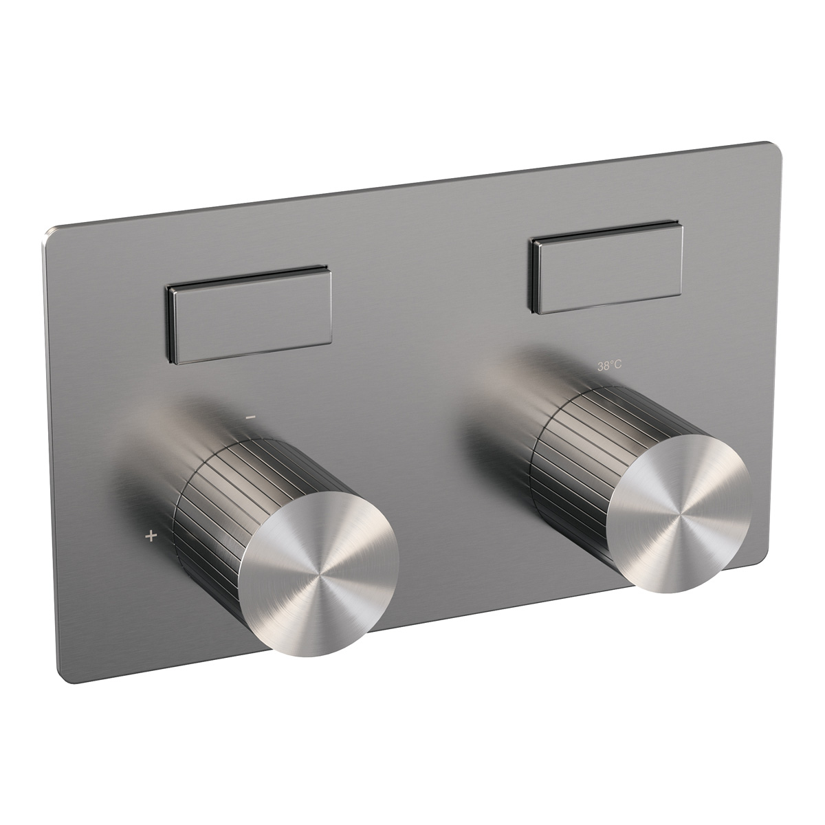 Brauer Stripe inbouw badkraan met drukknoppen en staafhanddouche RVS geborsteld PVD