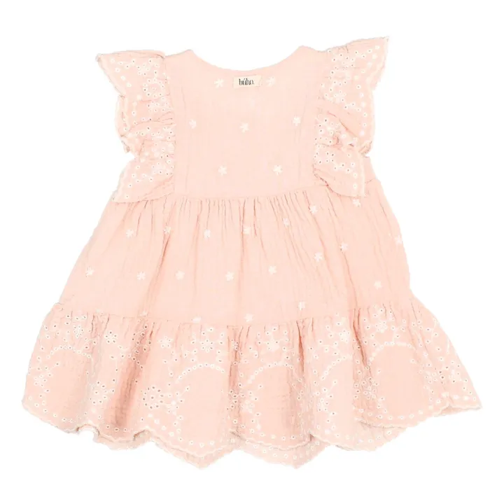 Búho Robe Brodée Mousseline Bébé | Rose pâle