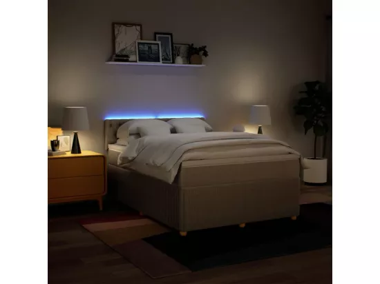 Sommier à lattes de lit avec matelas Crème 160x200 cm Tissu