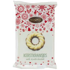 Baronie kerstkransjes double melk/wit  150 GRM