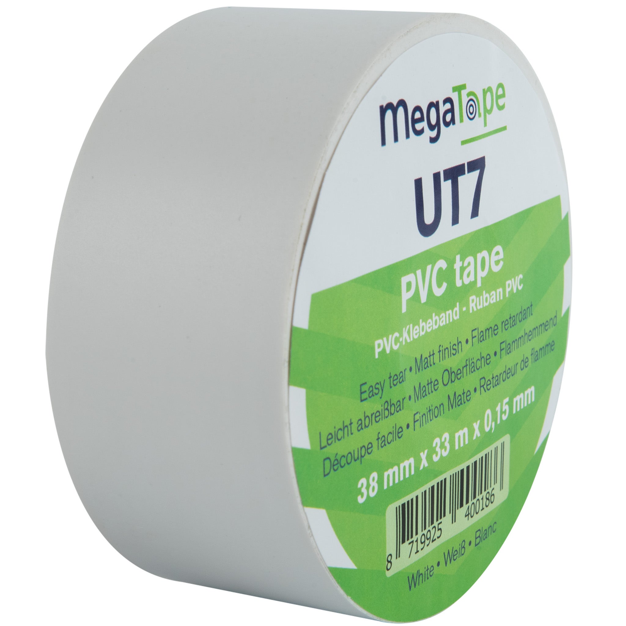 Showgear MegaTape UT7 PVC tape 38 mm x 33 m, wit