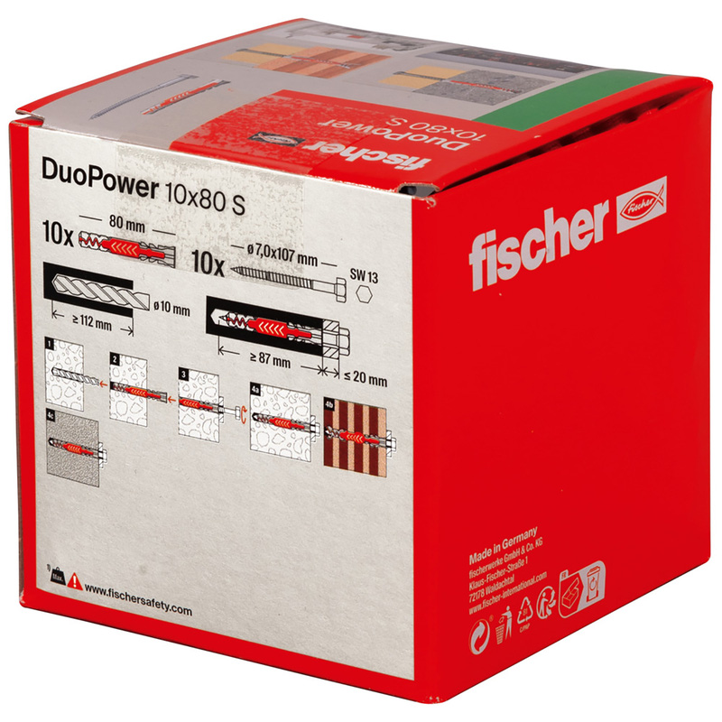 Fischer Duopower pluggen + schroef 10x80mm