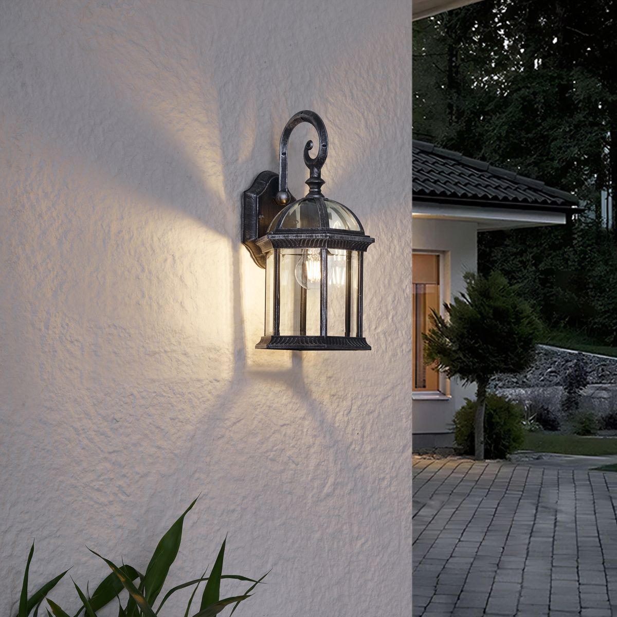 Klassieke buiten wandlamp antiek zilver IP44 - Glasgow