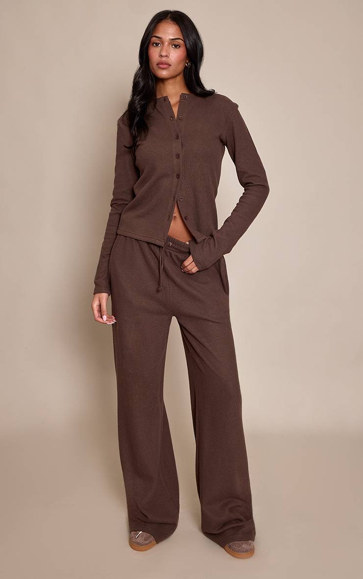 Chocolat Haut Boutonné Tall En Tissu Doux Au Toucher
