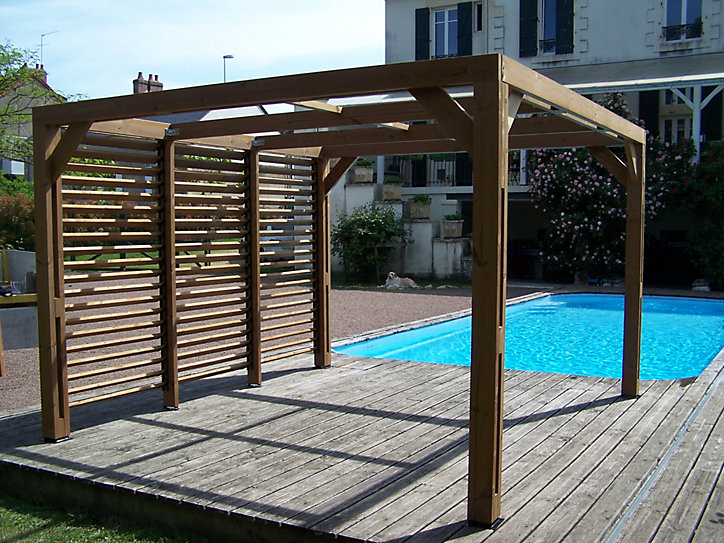 Pergola autoportante manuelle bois Habrita THO3531V 3,41 x 3,13 m