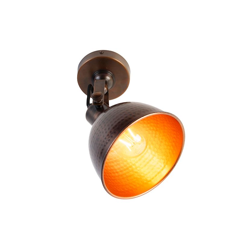Industriële wandlamp brons met koper verstelbaar - Liko