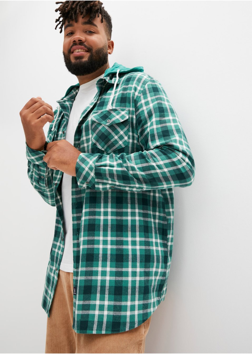 Chemise manches longues en flanelle avec capuche sweat amovible