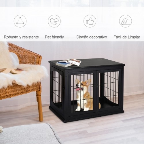 Gaiola de madeira para cães PawHut para uso interno