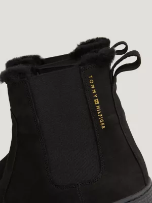 Botas Chelsea Essenciais de Couro com Forro Quente