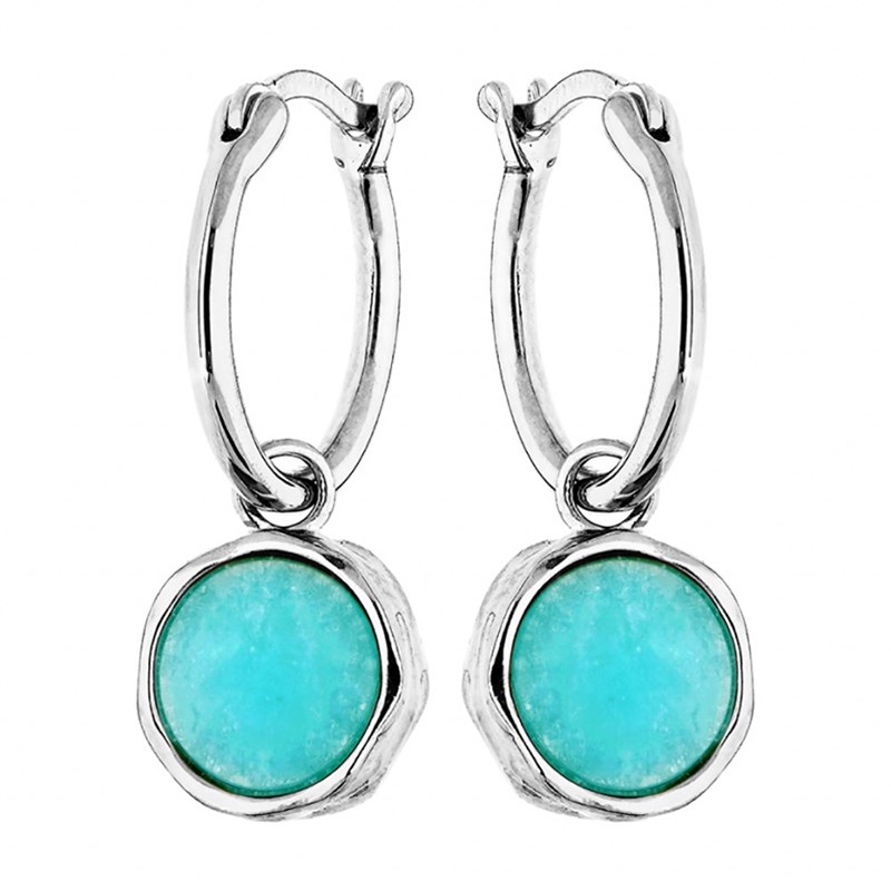 Créoles Argent - Amazonite véritable
