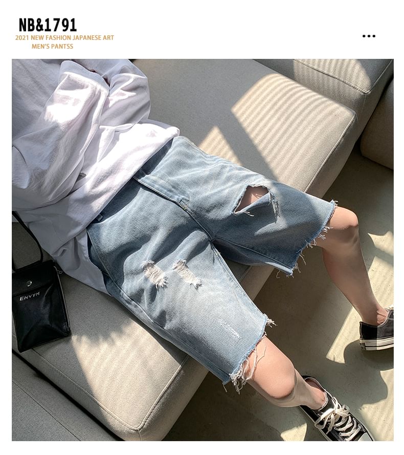 Breeson - Middelhoge denim shorts met distressed effect