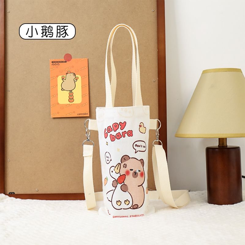 Eranso - Capybara Canvas Tumbler Holder / Draagriem / Set (Verschillende ontwerpen)