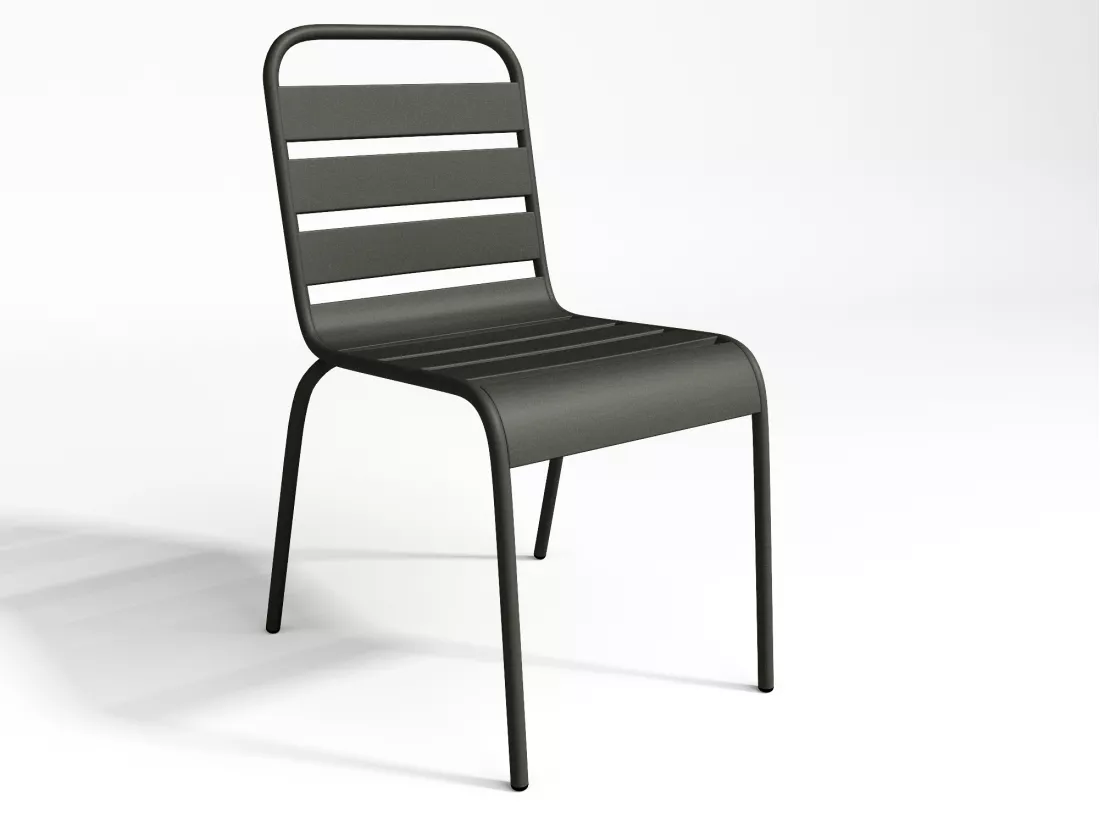 Salle à manger de jardin en métal - une table L.160 cm et 4 chaises empilables - Gris anthracite - MIRMANDE de MYLIA
