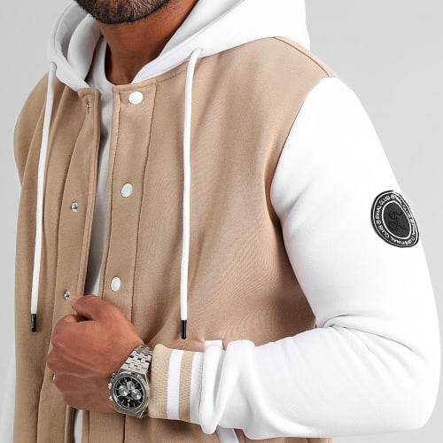 Veste Teddy A Capuche Premium 1149 Beige Blanc