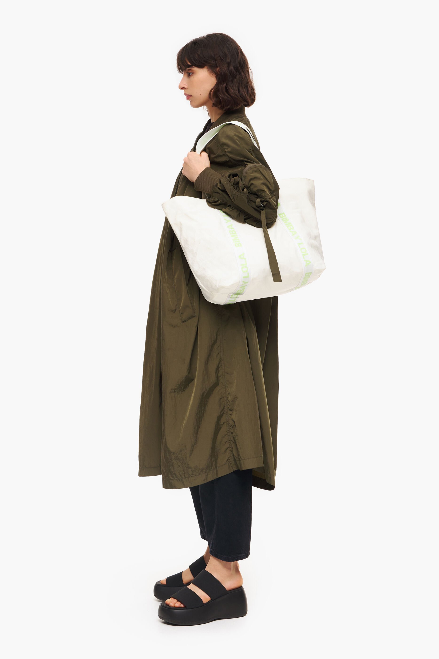 Sacola de compras tamanho XL em nylon cor pedra