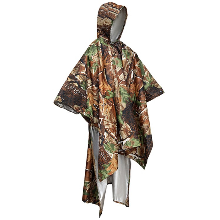 3in1 Regen Poncho / Abdeckplane / Decke Outdoor Camping   Aufbewahrungstasche (OneSize) - Tarnfarbe