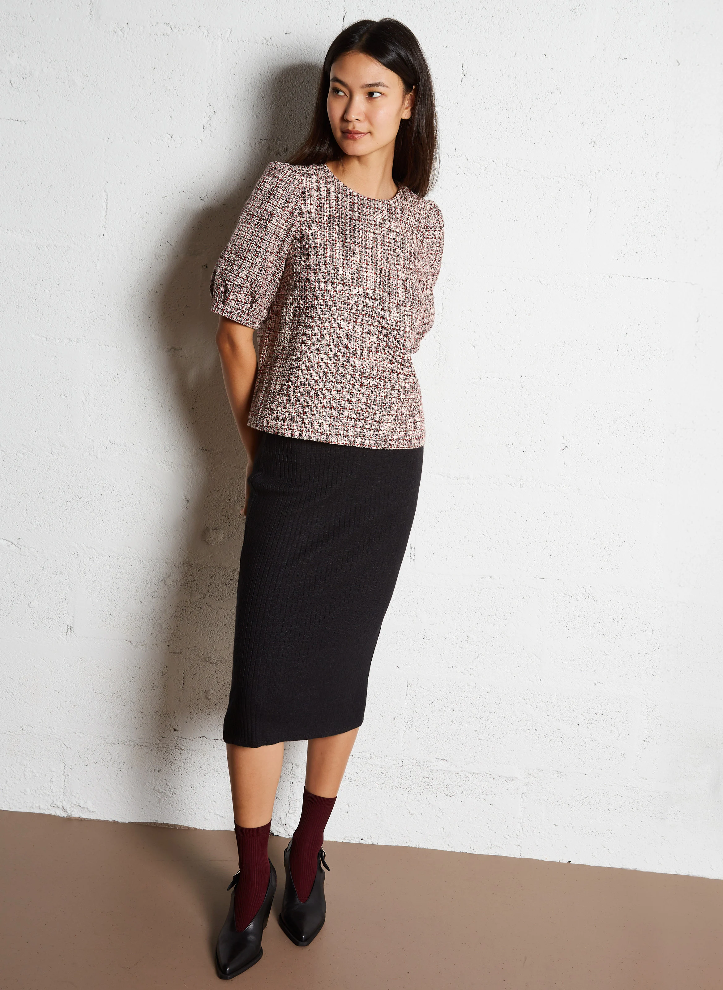 Jupe midi| Gris