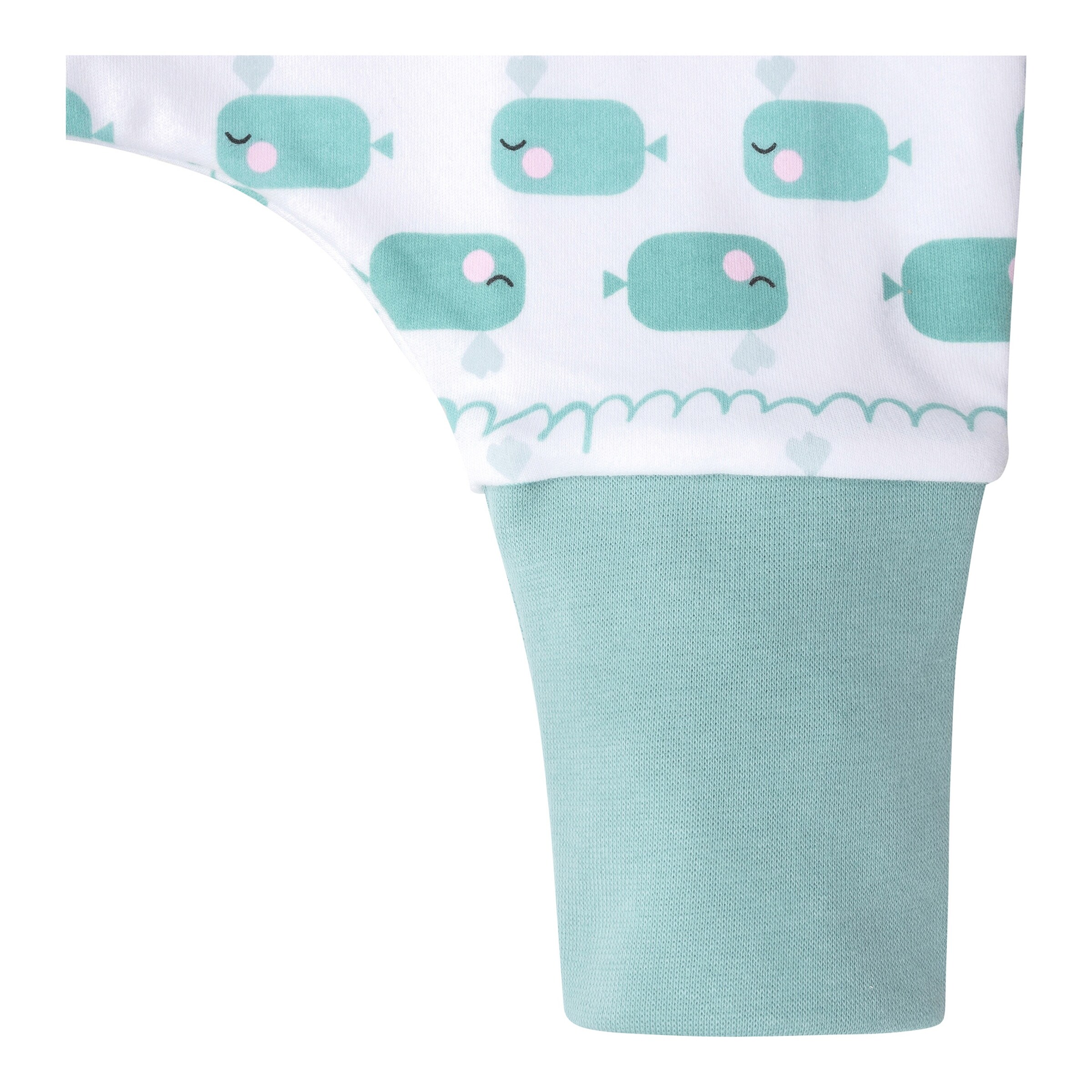 emma & noah Ganzjahres-Sleepoverall 1.0 TOG Exklusivdesign Wal grün / mint