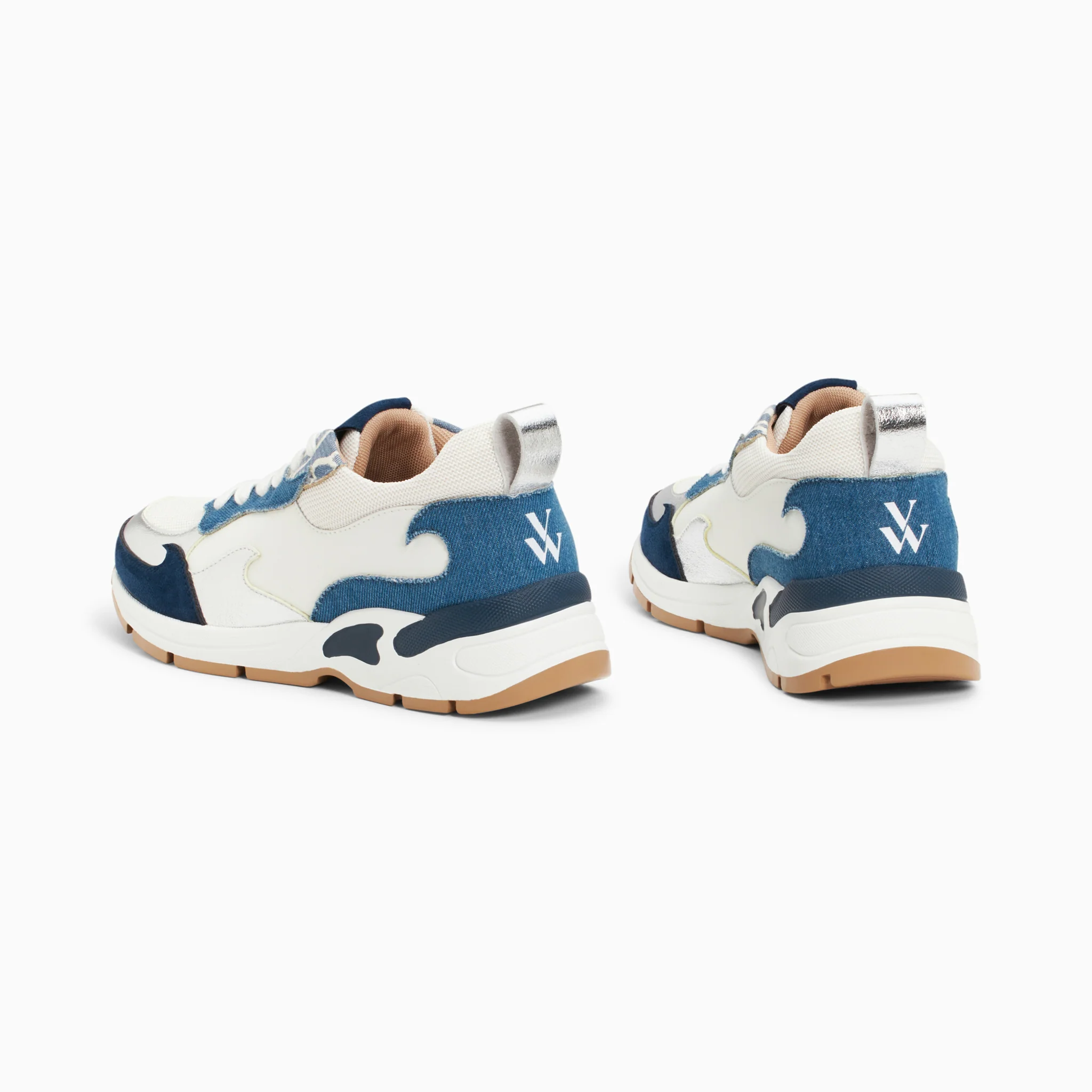 Sneakers-Baskets flamme Juliette blanc et denim