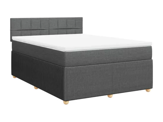 Sommier à lattes de lit avec matelas Gris foncé 160x200cm Tissu
