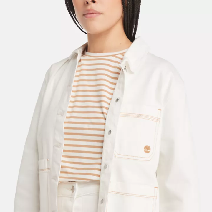 Veste Kempshire Chore en denim avec technologie Refibra pour femme en blanc