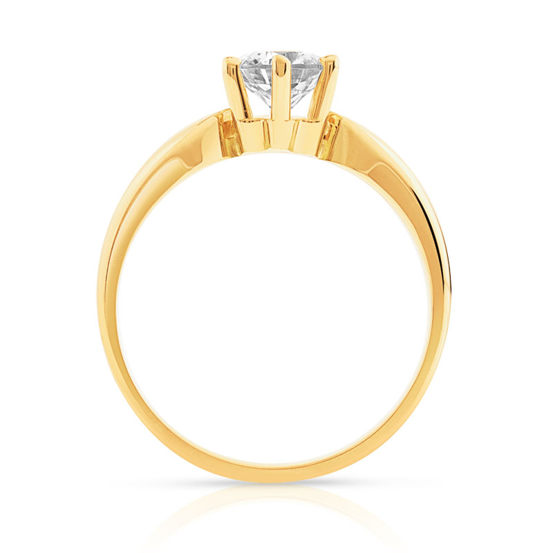 Bague solitaire or 750 jaune dia 70/100e ct H/SI