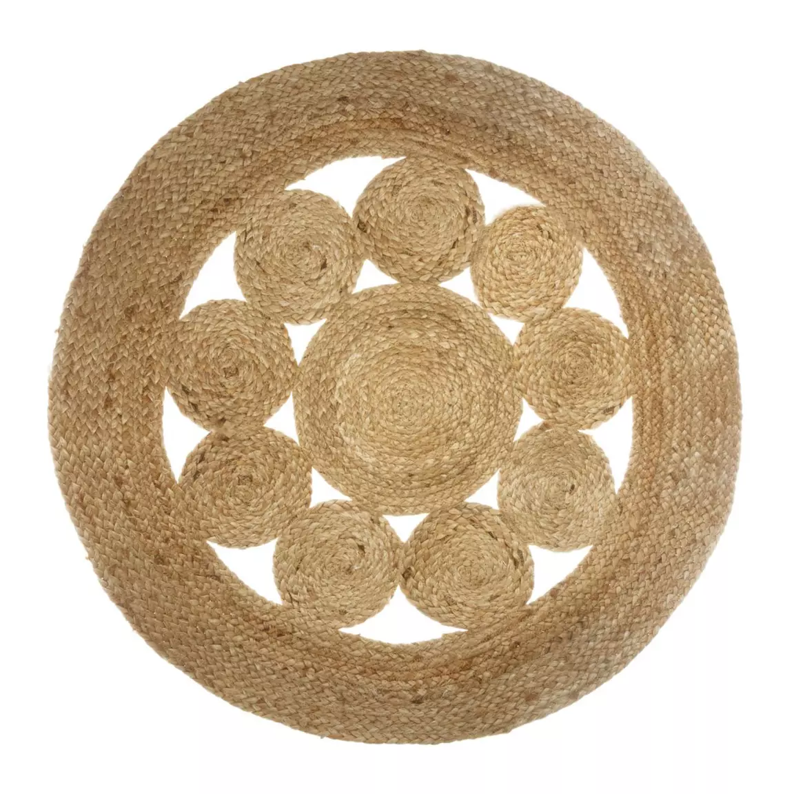 Tapis jute rond (80 cm) Giusti Beige naturel