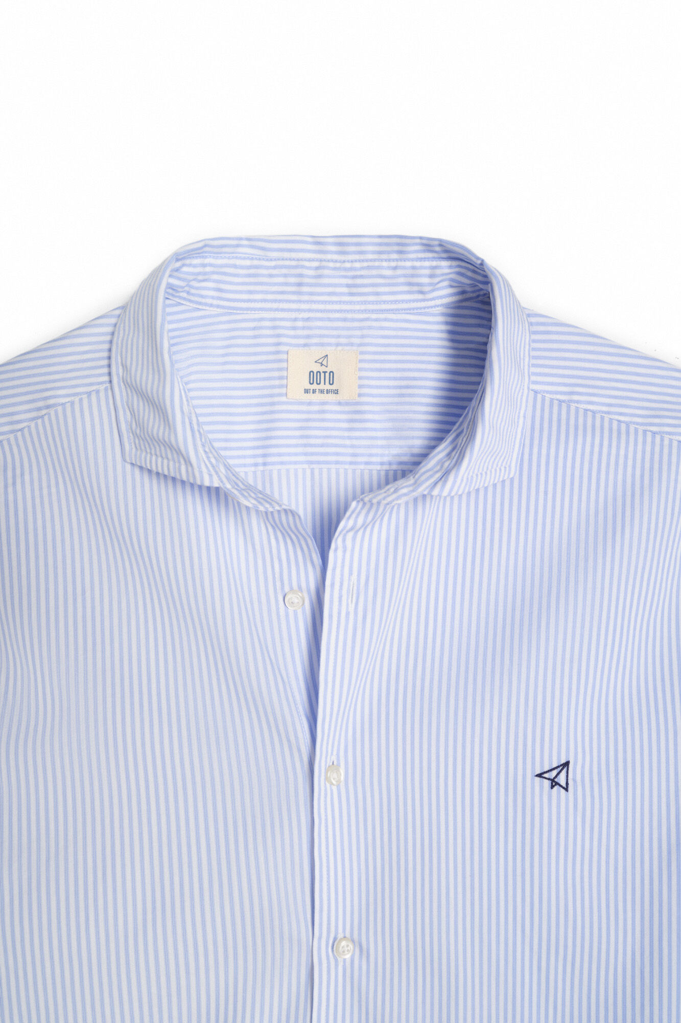 Camisa Slim de Manga Comprida com Mil Listras - Azul