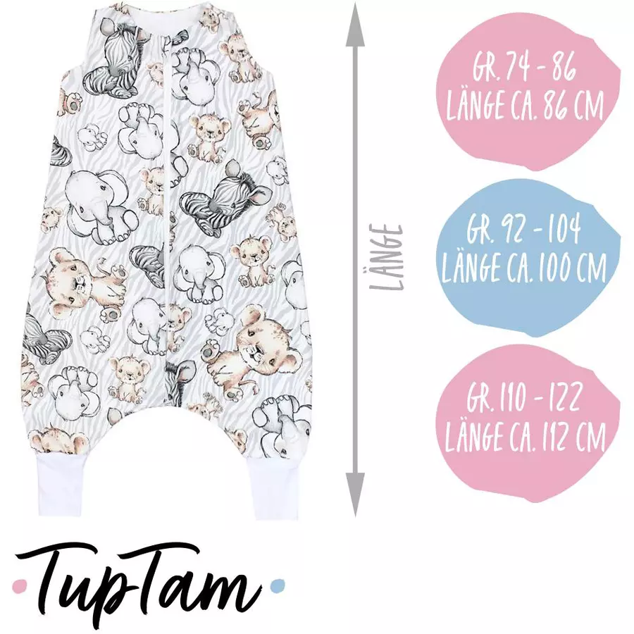 TupTam Baby Sommer Schlafsack mit Beinen ohne Ärmeln graubraun