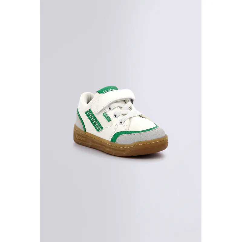 KOUIC BLANC GRIS VERT BASKETS BASSES Synthétique Garçon