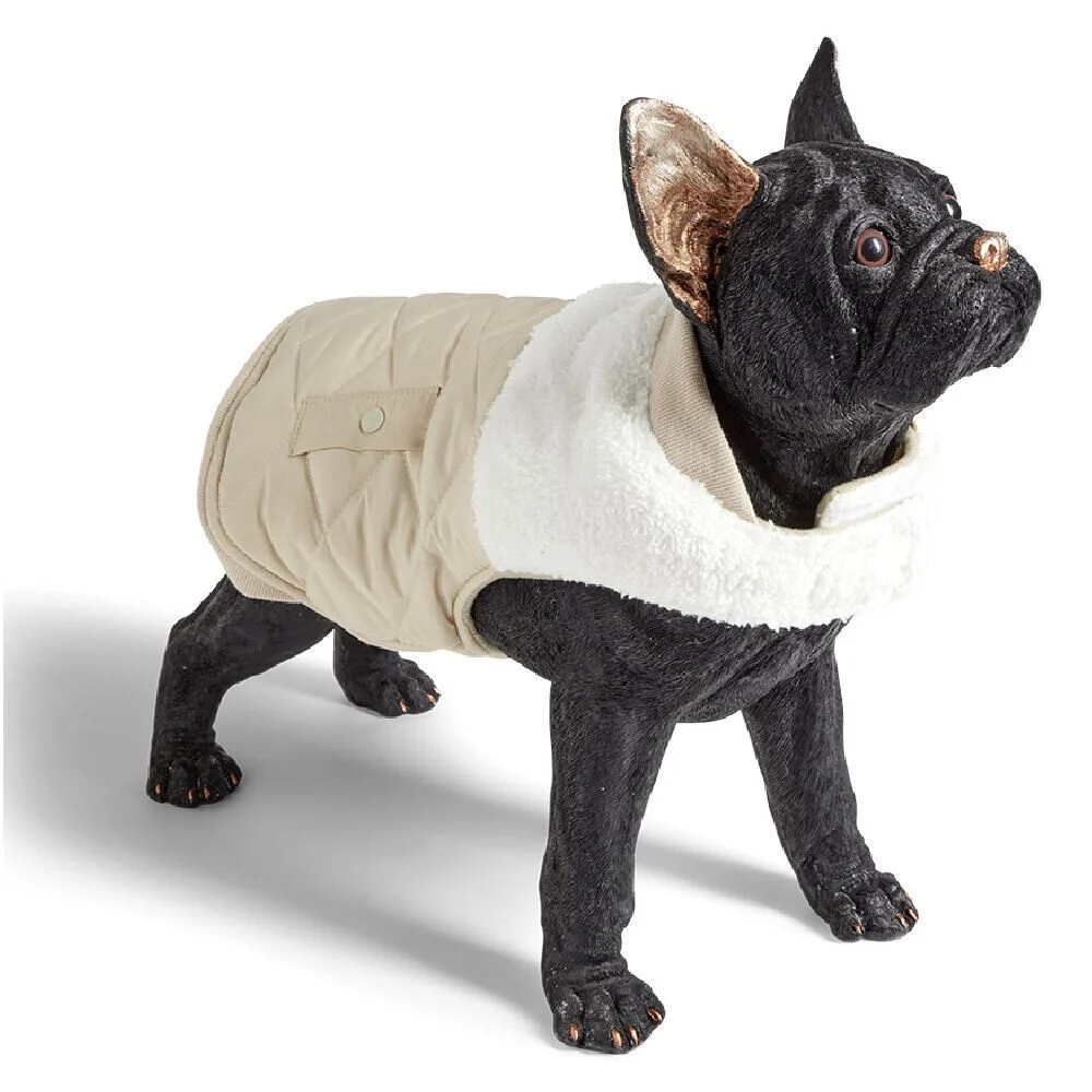 Veste pour chien dessus sherpa beige et blanc - Taille M