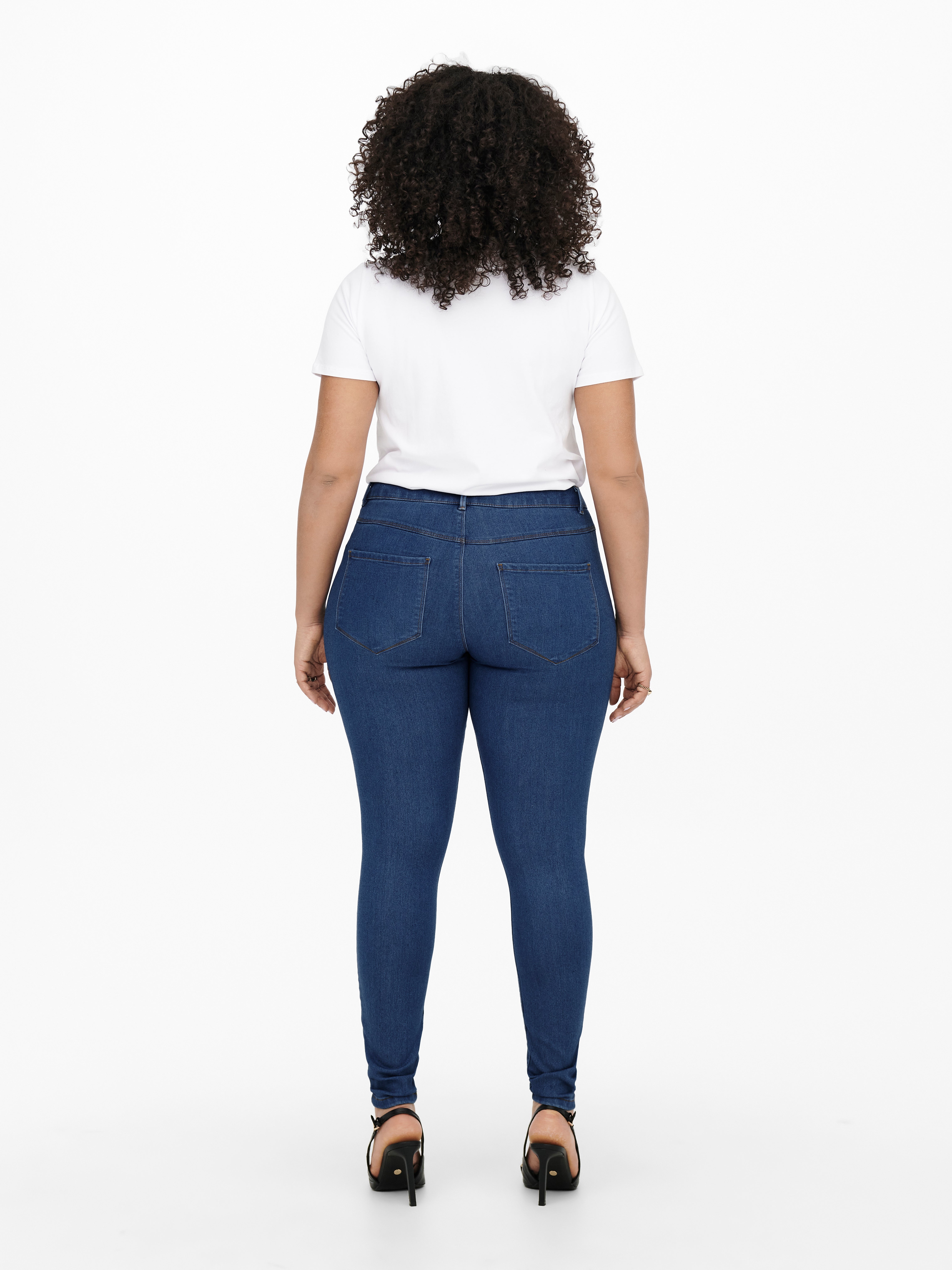 CARTHUNDER Mittlere Taille Skinny Fit Jeans Medium Blue Denim